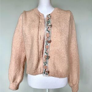 MNG Vintage Style Sweater | Floral Buttons | EUC | Light Pink | L | cottage core